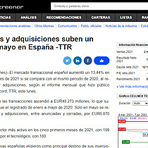 Las fusiones y adquisiciones suben un 13% hasta mayo en Espaa -TTR